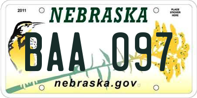 NE license plate BAA097