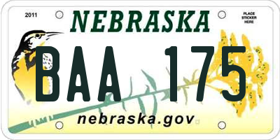 NE license plate BAA175