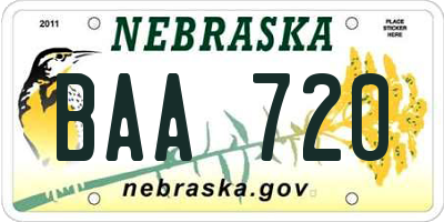 NE license plate BAA720