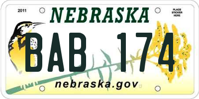 NE license plate BAB174
