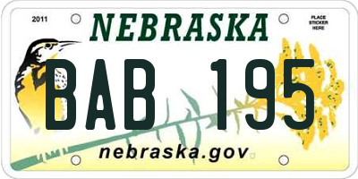 NE license plate BAB195