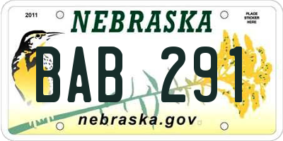 NE license plate BAB291