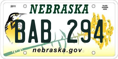 NE license plate BAB294