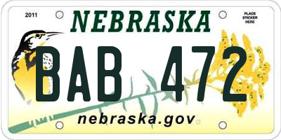 NE license plate BAB472