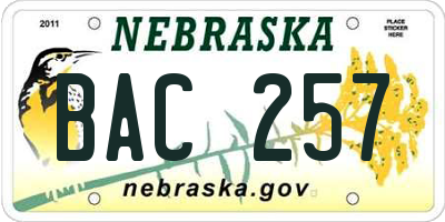 NE license plate BAC257