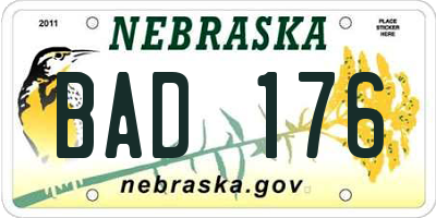 NE license plate BAD176
