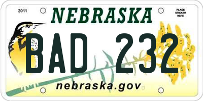 NE license plate BAD232