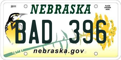 NE license plate BAD396