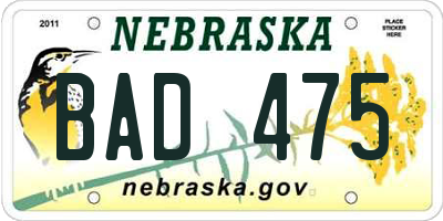 NE license plate BAD475