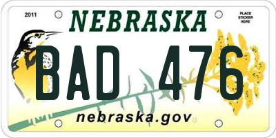 NE license plate BAD476