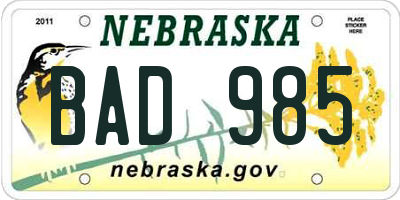 NE license plate BAD985