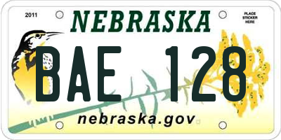 NE license plate BAE128