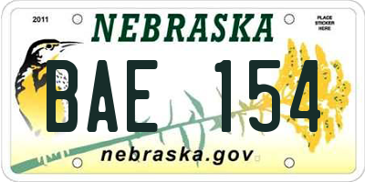NE license plate BAE154