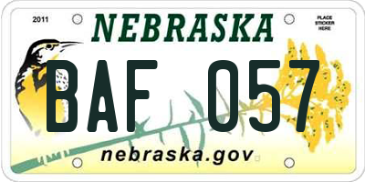 NE license plate BAF057