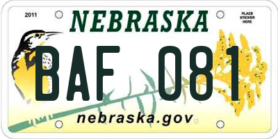 NE license plate BAF081