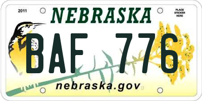 NE license plate BAF776