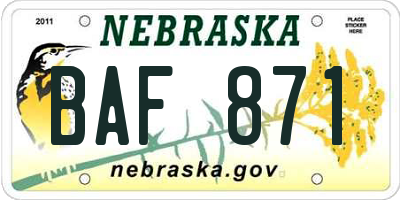 NE license plate BAF871