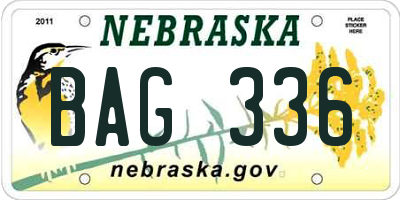 NE license plate BAG336