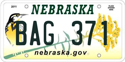 NE license plate BAG371