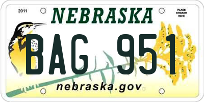 NE license plate BAG951
