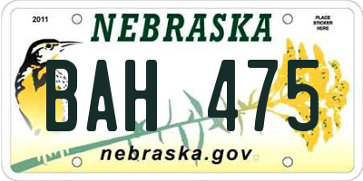 NE license plate BAH475