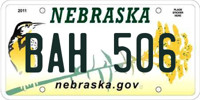 NE license plate BAH506
