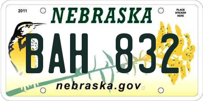 NE license plate BAH832