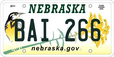 NE license plate BAI266