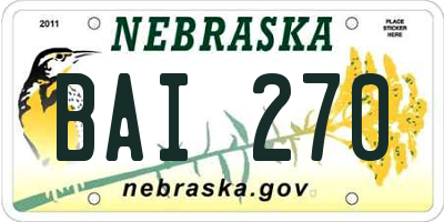 NE license plate BAI270