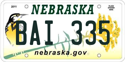 NE license plate BAI335