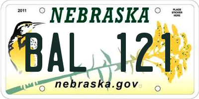 NE license plate BAL121