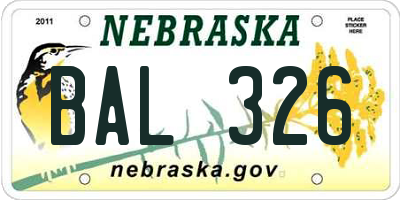 NE license plate BAL326