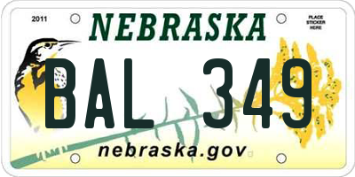NE license plate BAL349