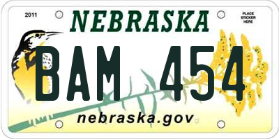 NE license plate BAM454