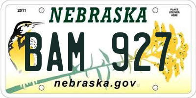 NE license plate BAM927