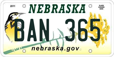 NE license plate BAN365