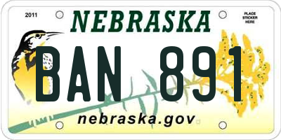 NE license plate BAN891