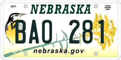 NE license plate BAO281