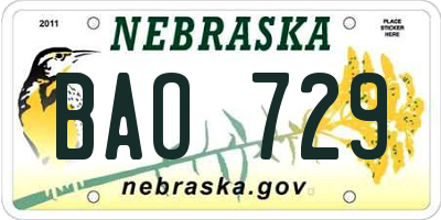 NE license plate BAO729