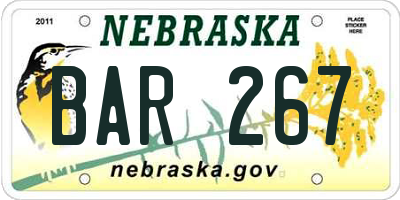 NE license plate BAR267
