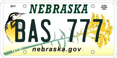 NE license plate BAS777