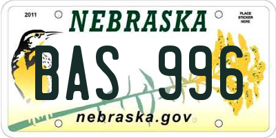 NE license plate BAS996