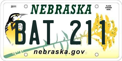 NE license plate BAT211