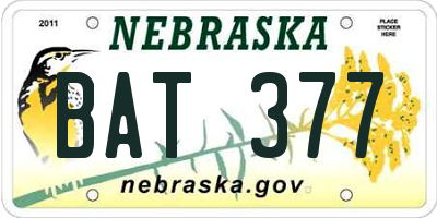 NE license plate BAT377