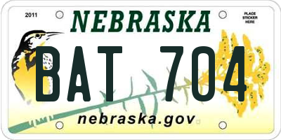NE license plate BAT704
