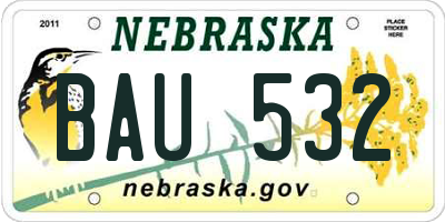 NE license plate BAU532