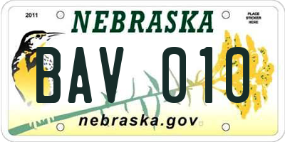 NE license plate BAV010