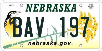 NE license plate BAV197