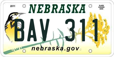 NE license plate BAV311