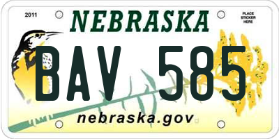 NE license plate BAV585